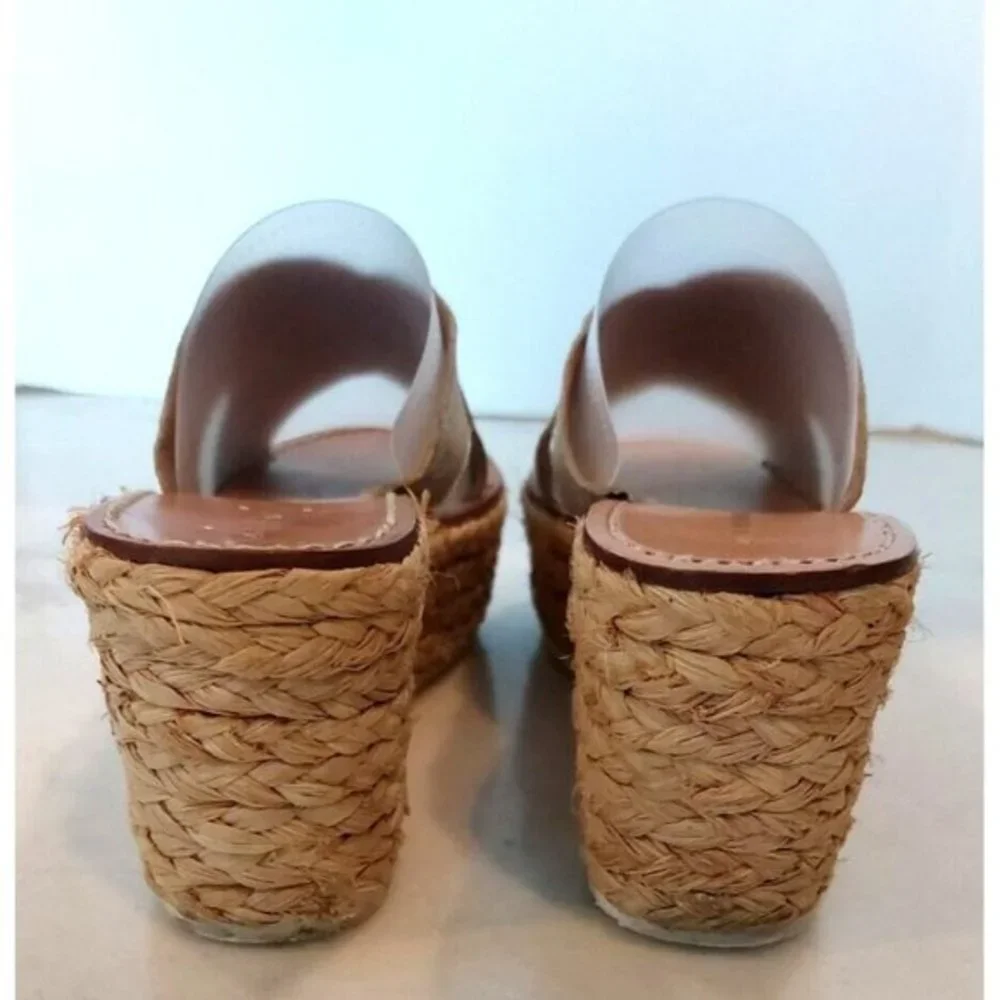 ZARA Jute Esprilladrez Wedge Sandals WITH CROSSOVER STRAPS GOLD SZ US 7 / UE 38